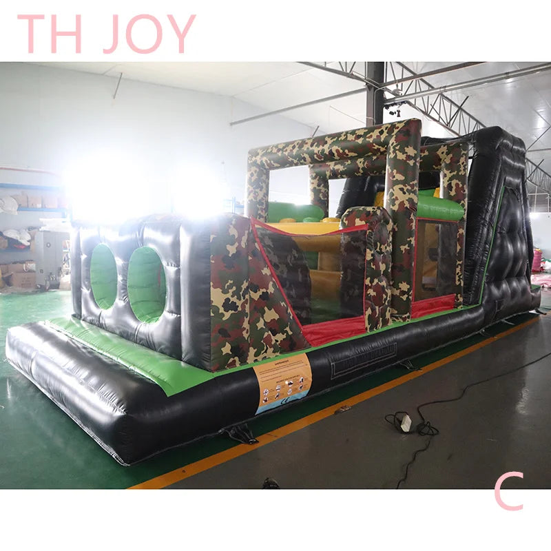 8m Παιδική Εμπορική Φουσκωτή Διαδρομή Εμποδίων Με Τσουλήθρα