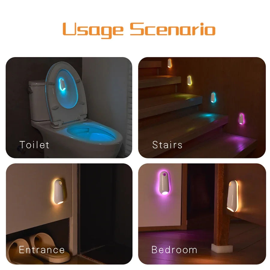 Rechargeable LED Motion Sensor Toilet Night Light for Bathroom, Bedroom, Corridor &amp; Stairs