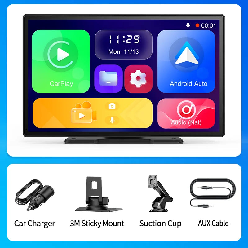 Imagebon 9 Inch 4K ADAS Wireless Dash Cam &ndash; Dual Recording with CarPlay and Android Auto 4K Front Cam / NO TF Card