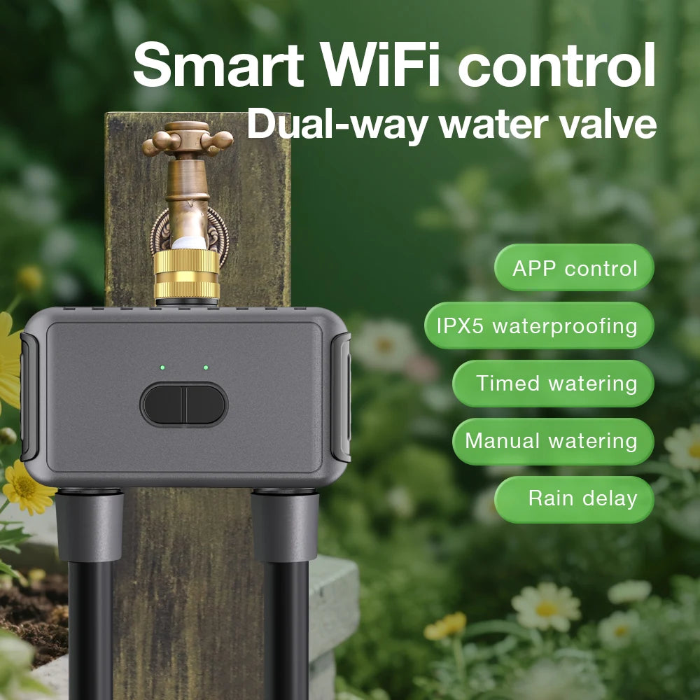 2 Outlets WiFi Tuya Watering Timer &ndash; Smart Life Rain Delay
