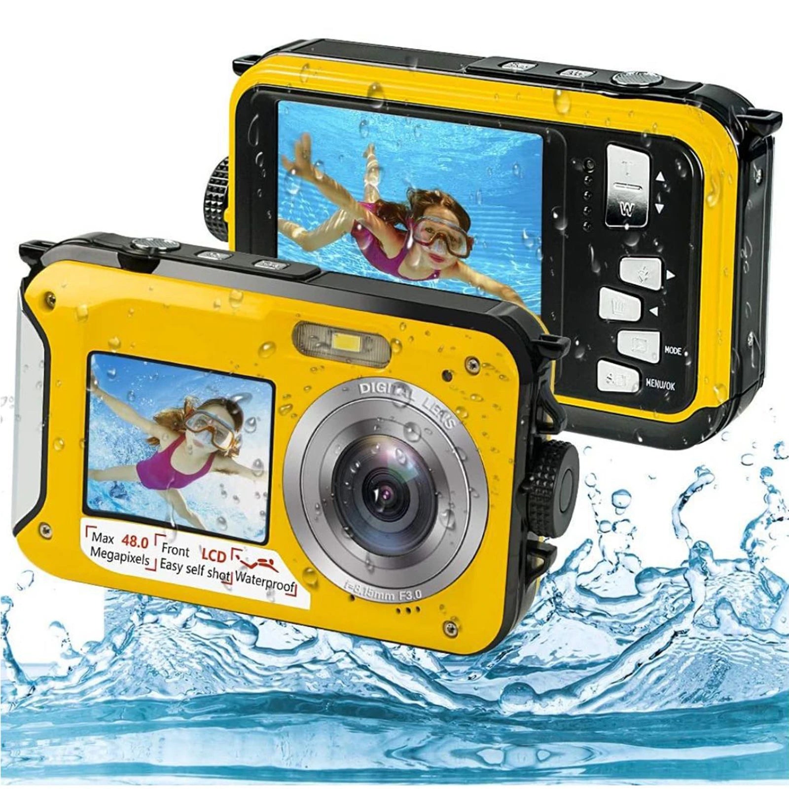 Lightweight Underwater Camera &ndash; 48MP Dual Screen HD for Snorkeling and Travel