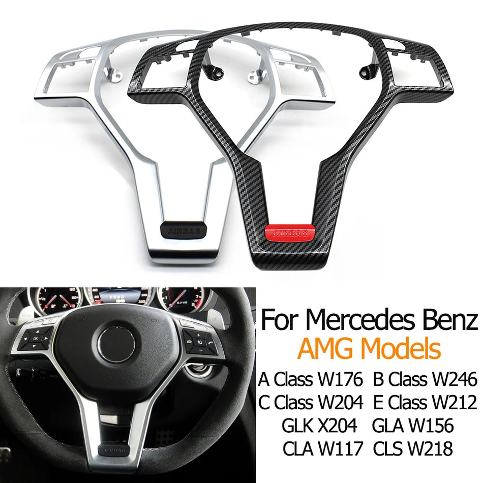 Steering Wheel Chrome Panel Trim Assembly Bezel Cover Plate for Mercedes-Benz W176