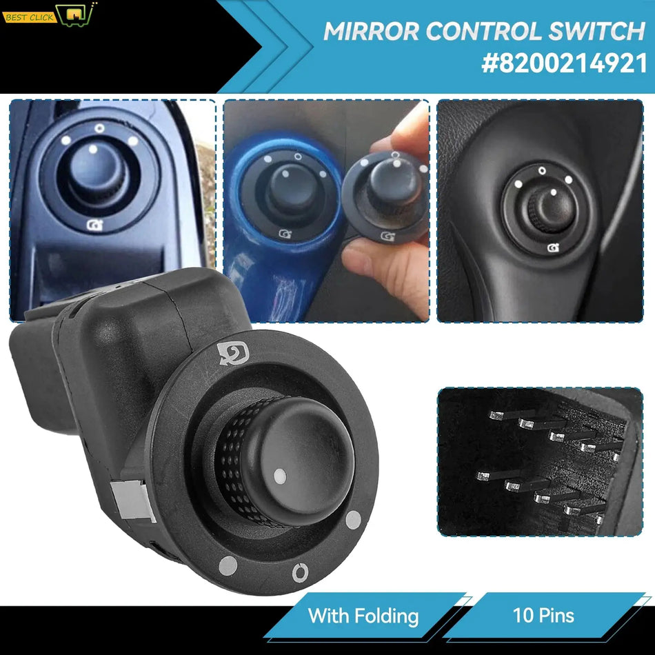 8200214921 8200676529 Electric Wing Side Mirror Knob Control Switch Button With Folding For Renault Captur Clio MK4 Modus Captur by InterCyprus Trading Ltd