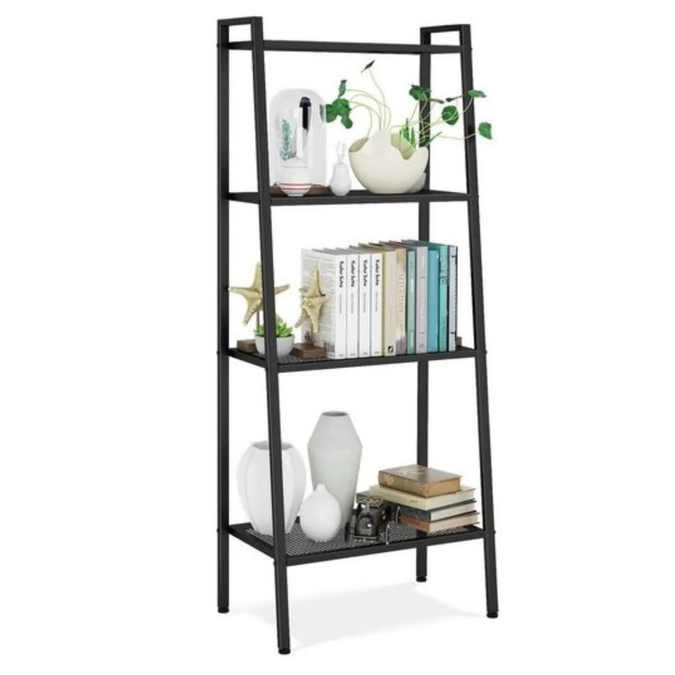 Getone 4 Tier Ladder Shelves Bookcase Black 60x35x147 cm