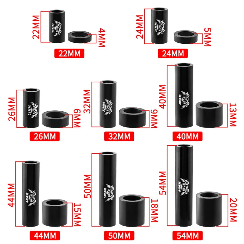 Casquilho traseiro de amortecedor MTB em alumínio para ID de 22–54mm, OD de 8mm