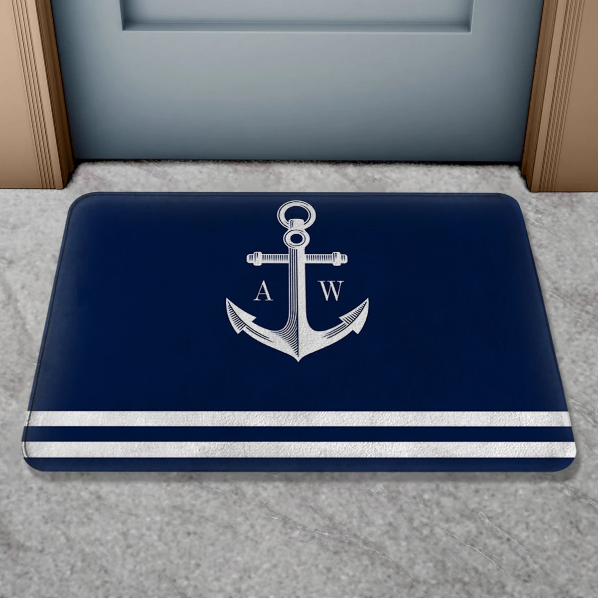 Custom Boat Name Non Slip Nautical Theme Doormat | Personalized Bath Rug LK240729100204 / 60X90CM