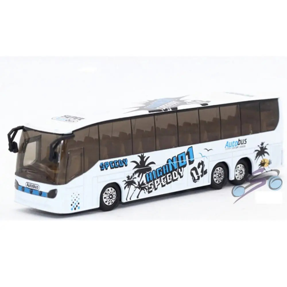High-Quality Alloy Pull Back Bus Model Toy for Kids white