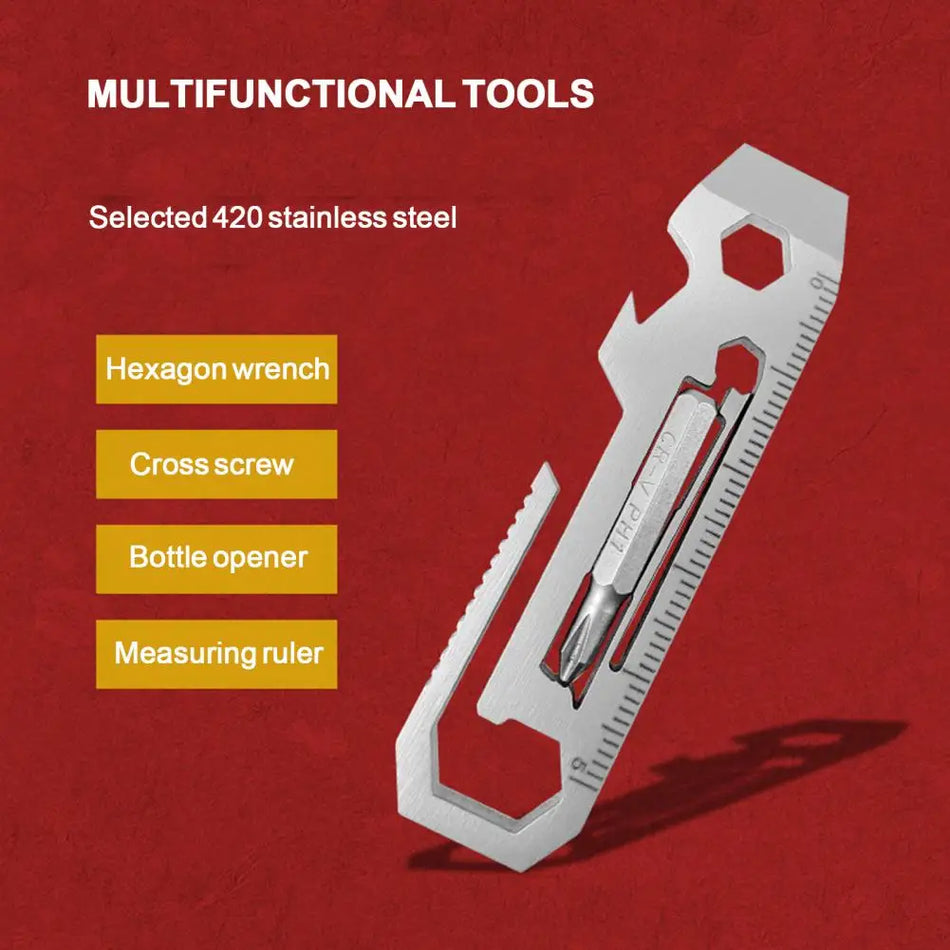 Useful Multitool Card Stainless Steel Outdoor Tool Card Mini 7 in 1 Tool Combination Multitool Card  Hexagon Wrench