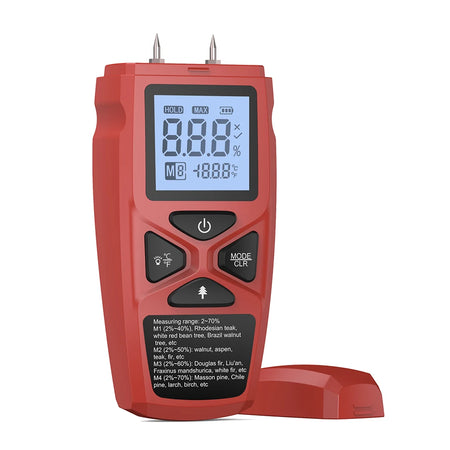 Digital Moisture Meter Wood Detector &ndash; LCD Hygrometer Red