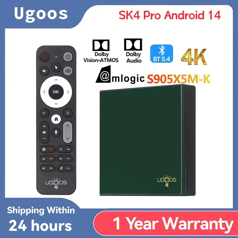 Metal Amlogic S905X5 Smart TV Box Android 14 With 4GB RAM 64GB Storage For 4K