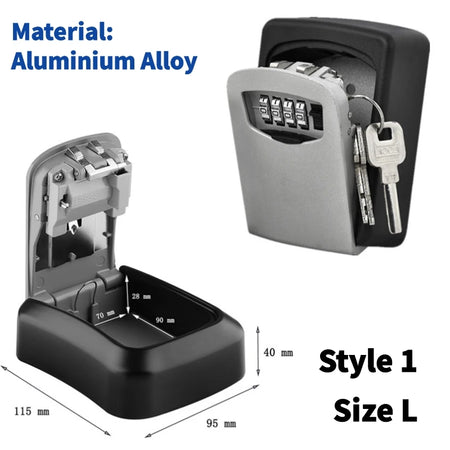 Wall Mount Key Storage Secret Box &ndash; 4 Digit Combination Lock Style 1