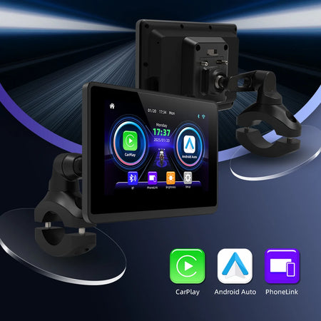 EKIY Wireless CarPlay Moto Android Auto &ndash; 5 Inch Portable Waterproof GPS Display