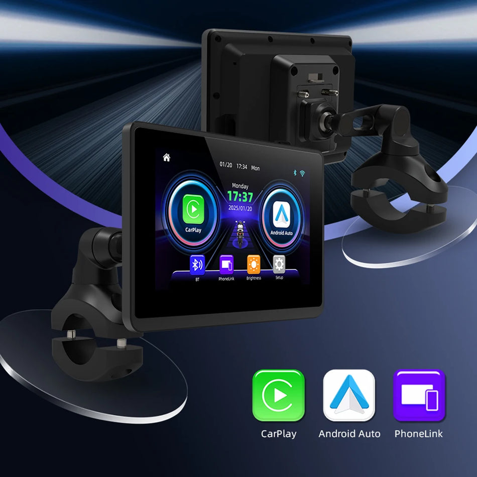 EKIY Wireless CarPlay Moto Android Auto &ndash; 5 Inch Portable Waterproof GPS Display