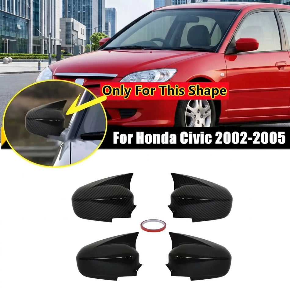 Pair ABS Side Mirror Covers With Adhesive For Honda Civic 2002-2005