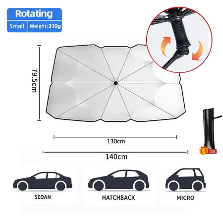 360&deg; Rotating Car Sunshade Umbrella for Summer Heat Protection Rotating M