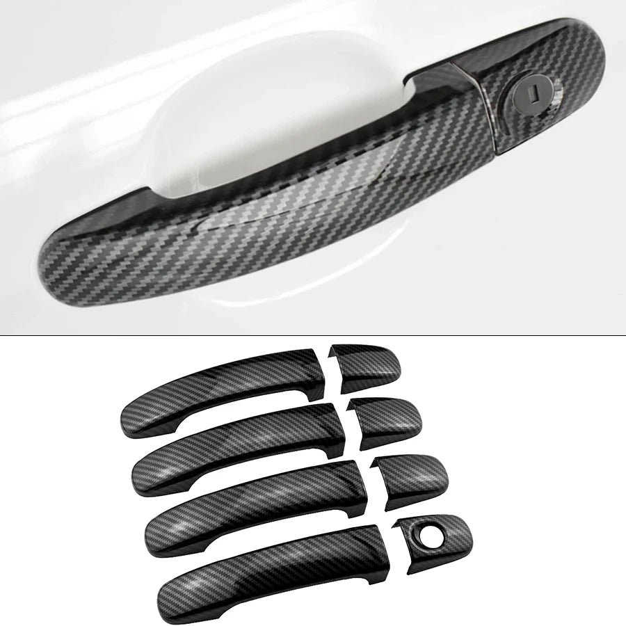Set di Finitura Maniglia Porta per Ford Ranger T6, Kit di Otto Pezzi in Fibra di Carbonio Imitazione Cromo