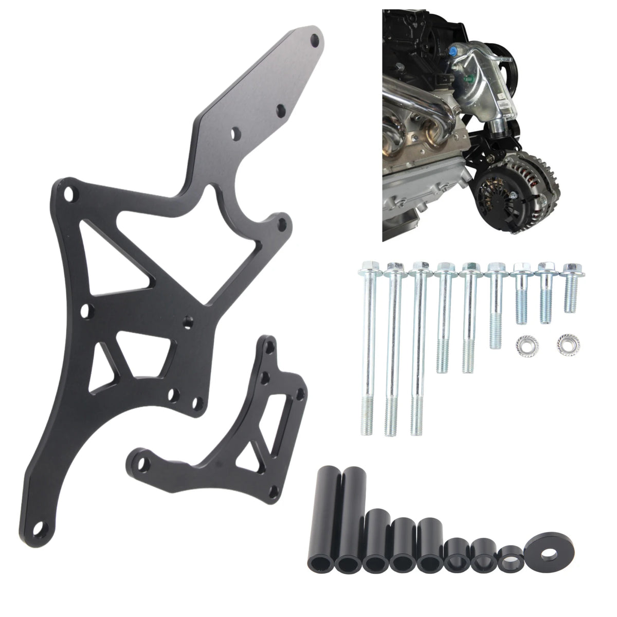Anodized Aluminum Serpentine Alternator Bracket for GM LS 1999-2013 by InterCyprus Trading Ltd