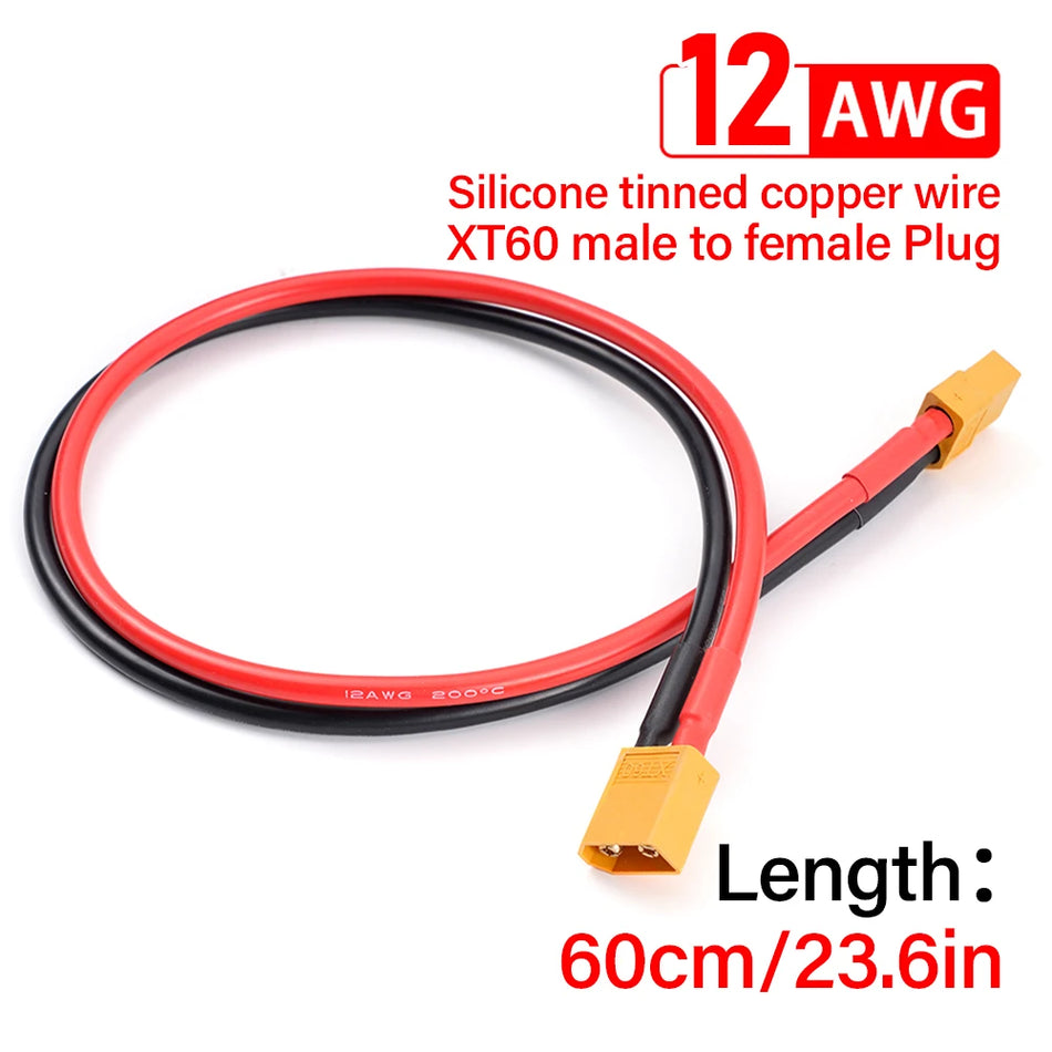XT60 12AWG Paralelinis Baterijos Jungties Laidas, 40/60cm Pailginimo Silikoninis Laidas