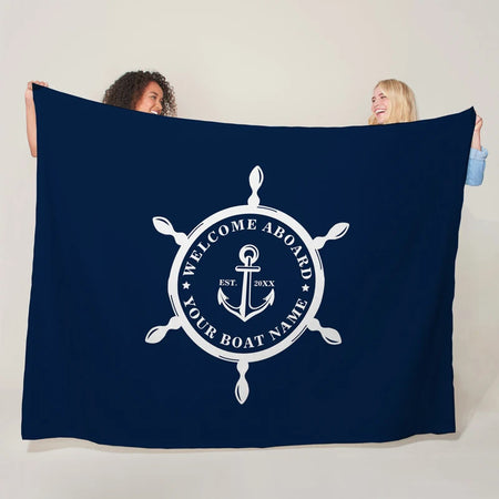 Custom Boat Name Blanket - Personalized Nautical Decor Gift