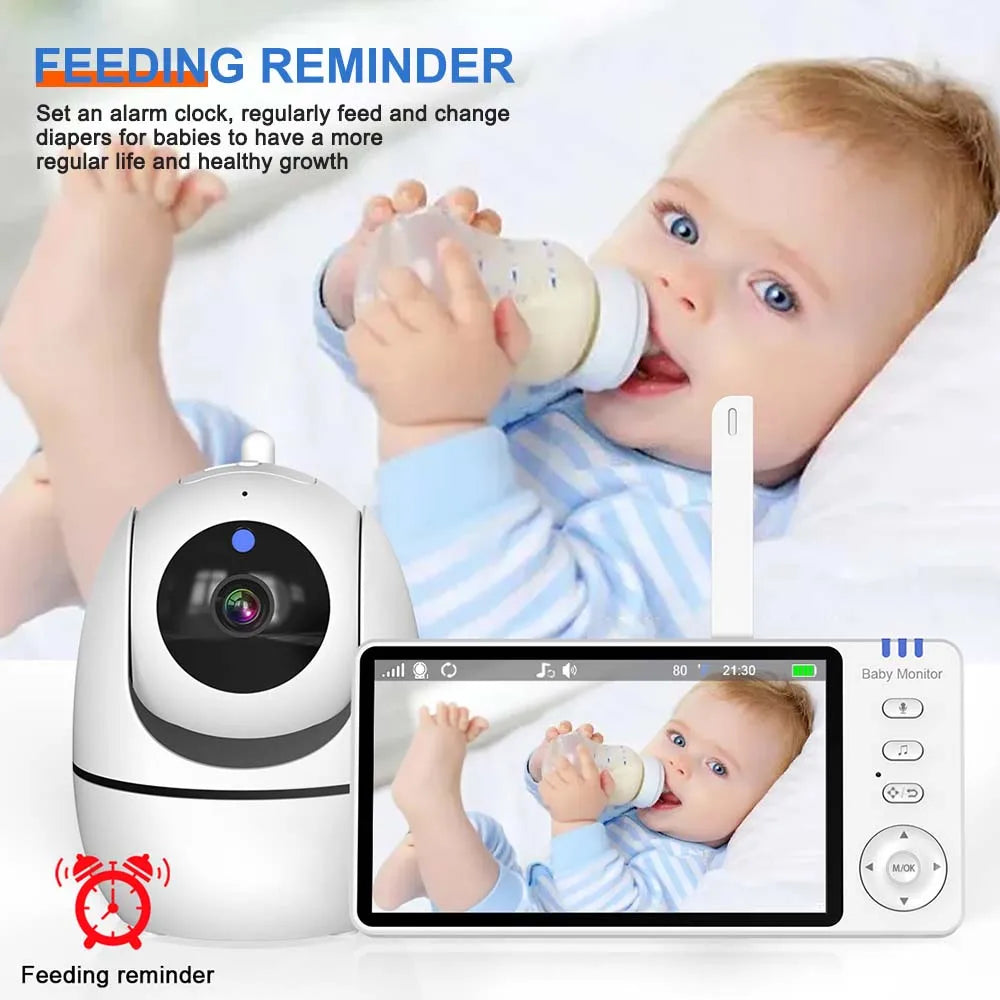 5 Inch HD Video Baby Monitor with Pan Tilt Camera and Temperature Display
