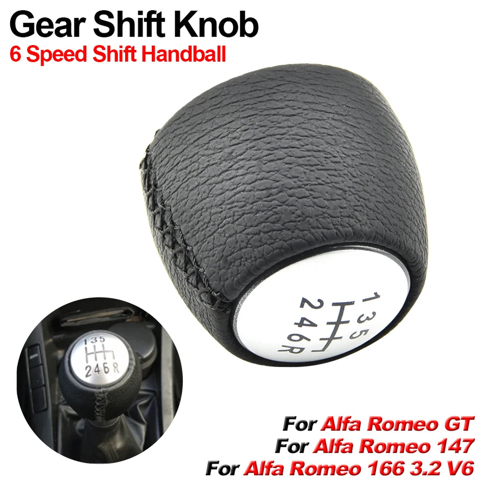6 Speed Gear Shift Knob With PU Leather For Alfa Romeo GT 147 166