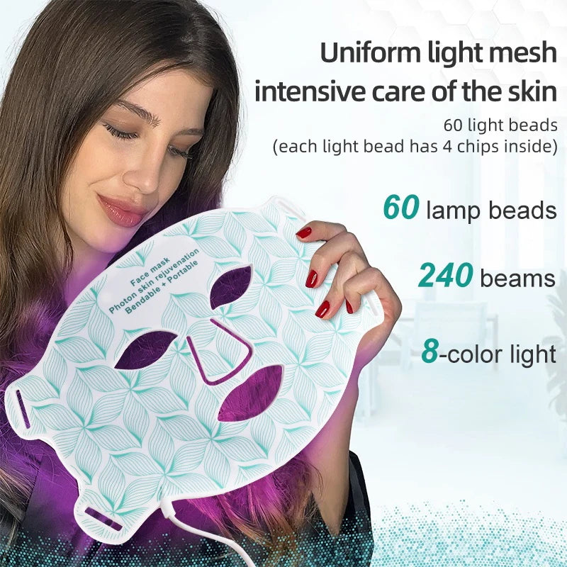 Gesichts-LED-Maske mit Nacken-Rotlicht und Nahinfrarottherapie zur Anti-Aging-Behandlung