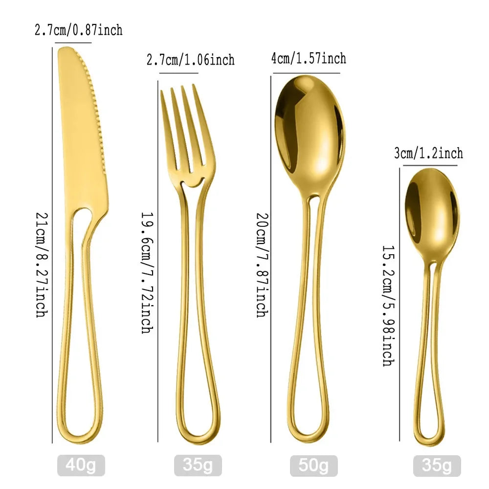 4Pcs Hollowed Out Handle Dinnerware Set &ndash; Eco-Friendly Stainless Steel Flatware