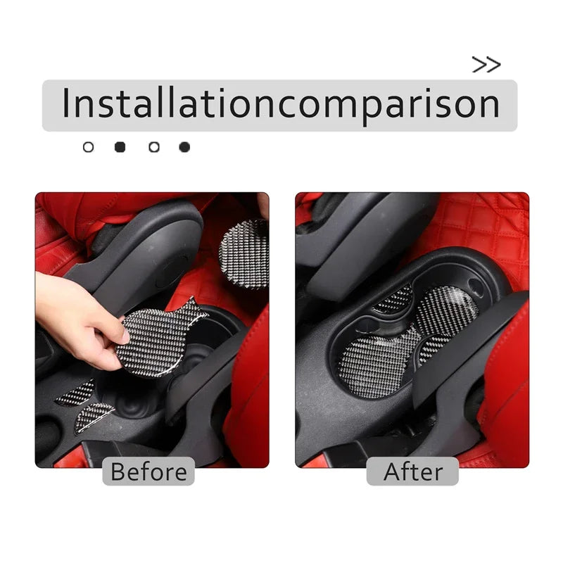 Almofada de ranhura para suporte de copo traseiro em fibra de carbono macia para FIAT Abarth 500 500C 595 595C 695 695C de 2008 a 2022 Peças Auto