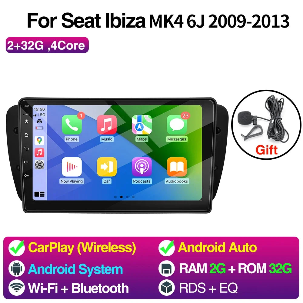 Android Car Radio Seat Ibiza MK4 6J 08-15 - 9Inch CarPlay 2G 32G