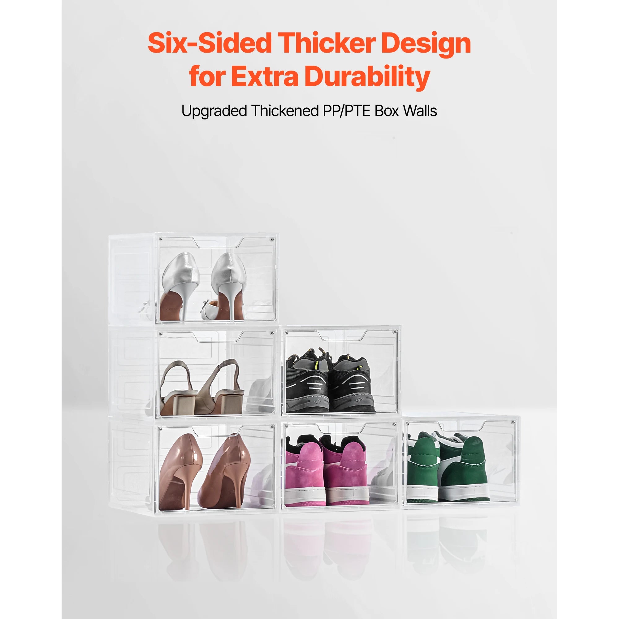 SucceBuy Clear Stackable Shoe Boxes &ndash; Magnetic Door