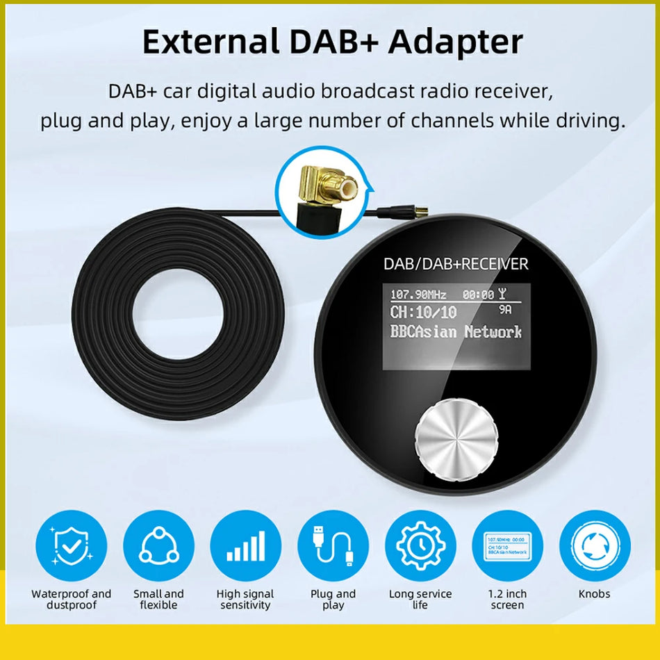 Automobilinis DAB DAB Plus radijo adapteris ir FM imtuvas skaitmeniniam radijui automobilyje