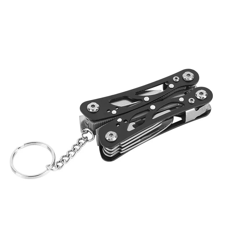 Pocket Mini Multitool Pliers with Knife and Screwdrivers Black-S
