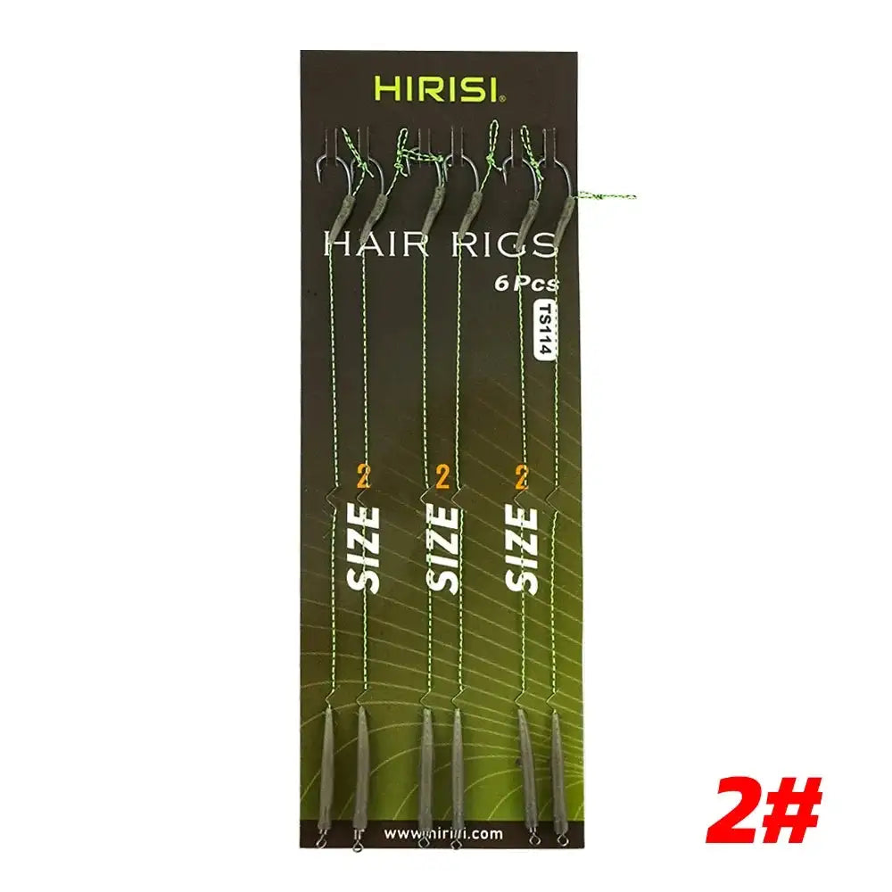 Six X Carp Rigs Ready Made Hook Link Terminal Tackle TS114 Size 2