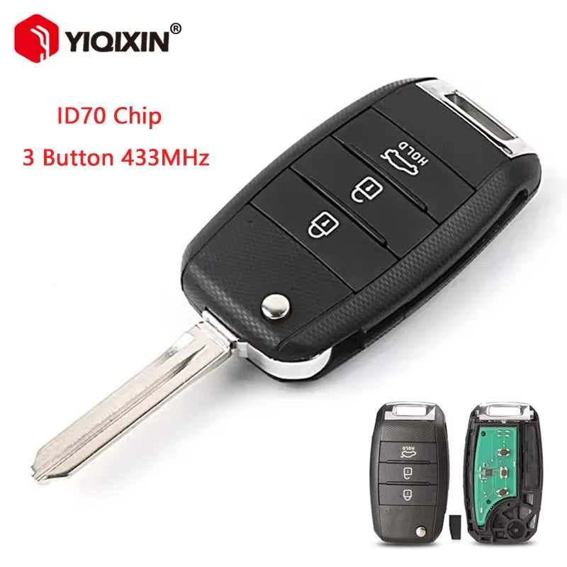 Nuotolinis raktas Kia Carens ID70 sulankstomas 433MHz neapdirbtas peilis suderinamas su Carens Ceed Rio Sportage