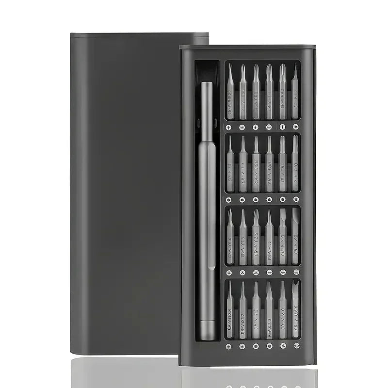 Magnetic Screwdriver Set 25 in 1 Kit Bits &ndash; Precision Bits black