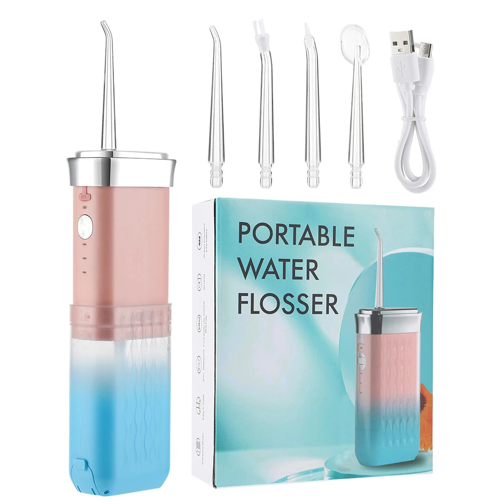 Portable Rechargeable Oral Irrigator Water Teeth Flosser for Travel and Home Pink