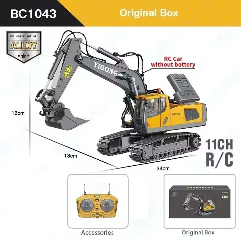 Drift RC 4x4 Off Road Excavator Stunt Car for Kids - Transforming Remote Control Vehicle C Alloy Excavator