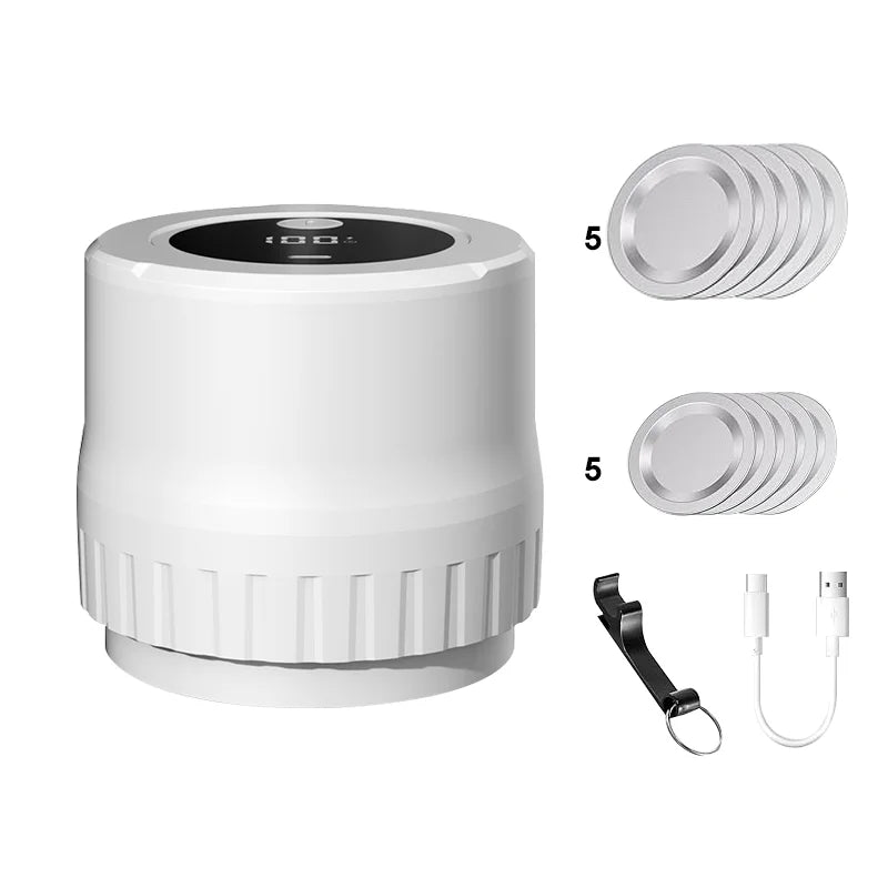 Electric Jar Vacuum Sealer Cordless Jar Kit &ndash; Two Jar Sizes WHITE