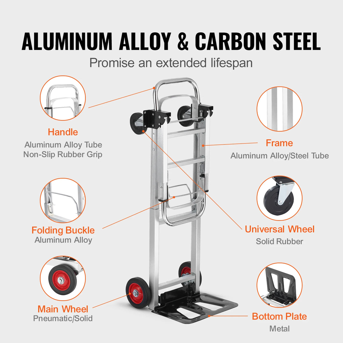 SucceBuy Folding Hand Truck 400 Lbs &ndash; Sturdy Steel Frame