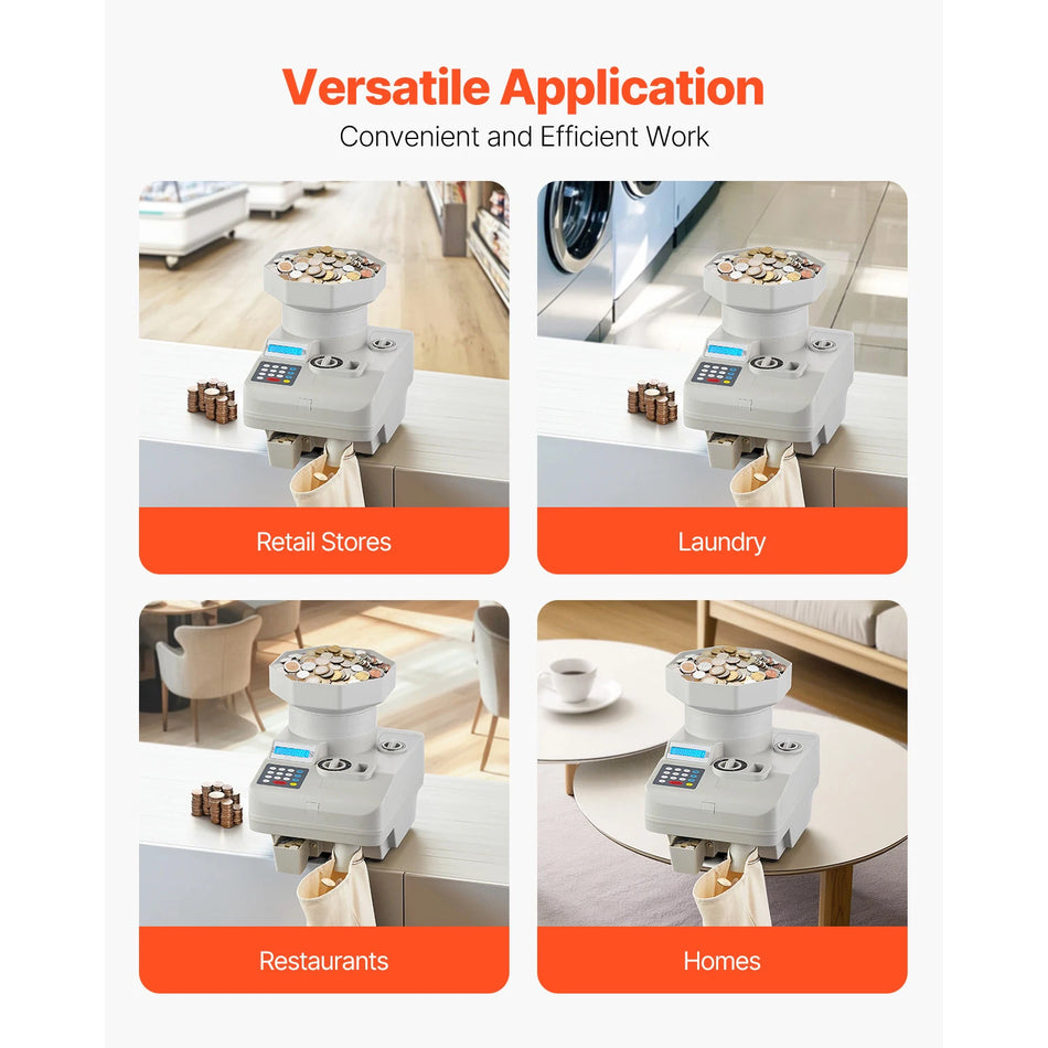 Sortator de Monede Automatic cu Ecran LED, Capacitate de 11000 Monede