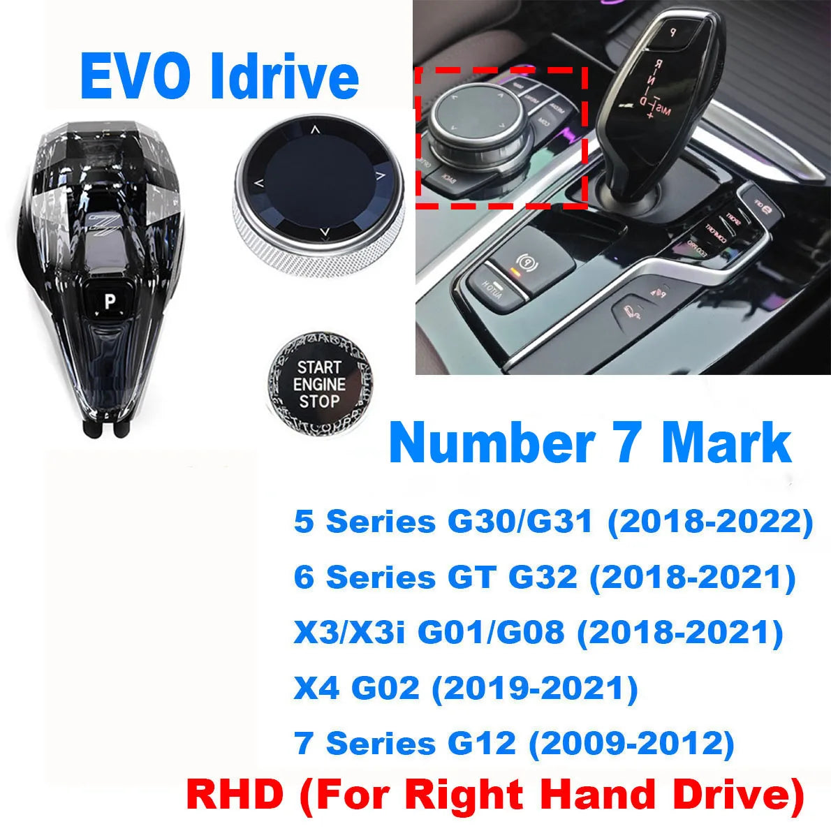 3 Pieces Set Crystal Gear Shift Knob Lever Car Crystal Shift Knob Gear Handle For 5 6 7 Series G30 G31 G32 G12 X3 X4 G01 G02 by InterCyprus Trading Ltd