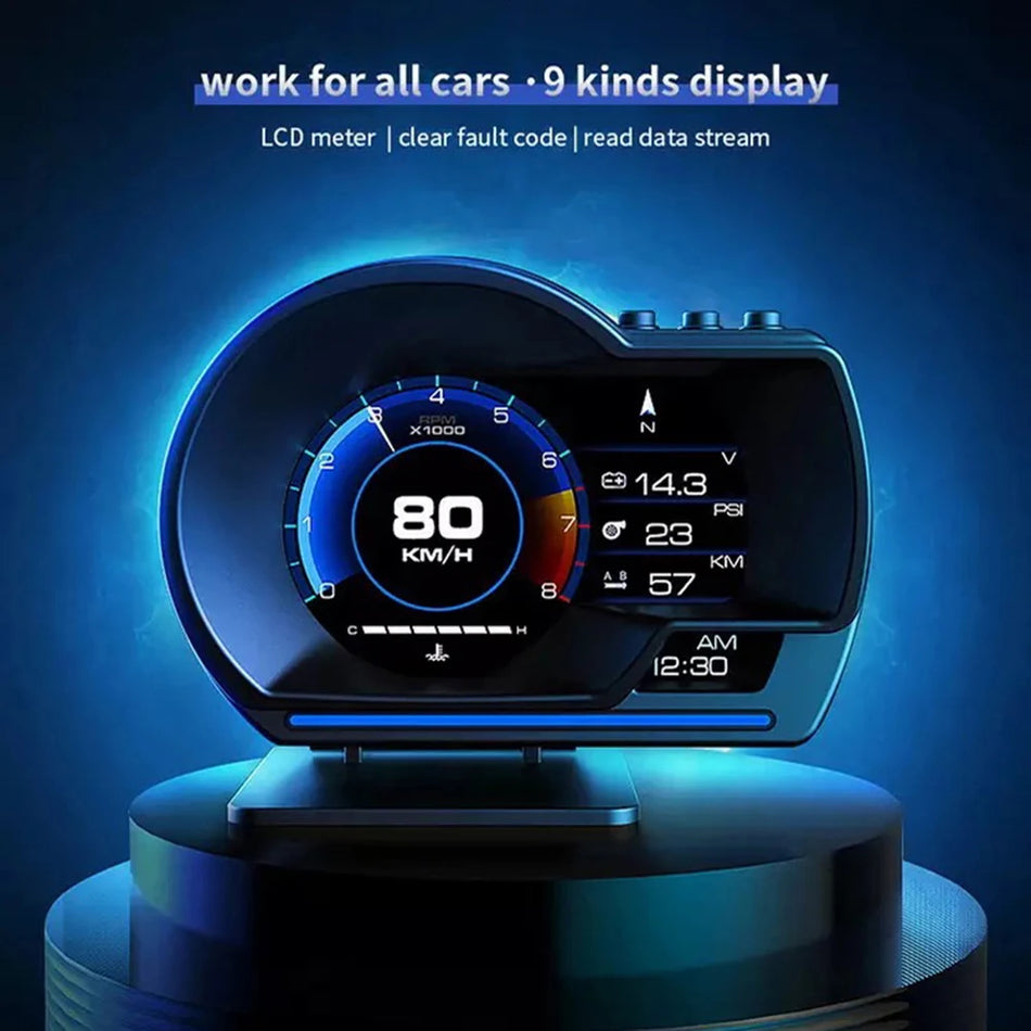Οθόνη HUD Αυτοκινήτου Head-Up Display OBD2, Έξυπνος RPM, Ταχύτητα, Θερμοκρασία Νερού