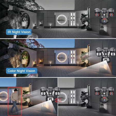 V380 Pro WiFi IP Camera 15MP Triple Lenses Triple Screens Security Video Monitor Night Vision Outdoor Waterproof CCTV Cameras