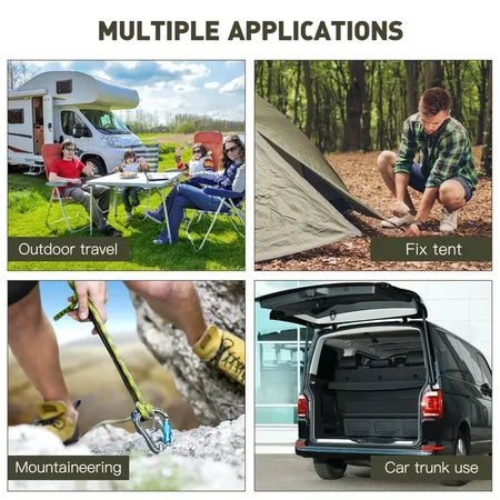 Heavy Duty Bungee Cord with Carabiner Hooks - Versatile Camping &amp; Luggage Accessory