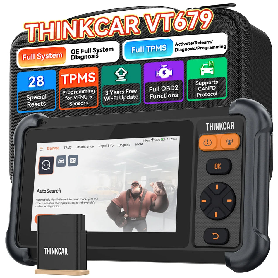 Strumento Diagnostico OBD2 Thinkcar VT679 con TPMS, Diagnosi di Sistema Completo e 28 Ripristini
