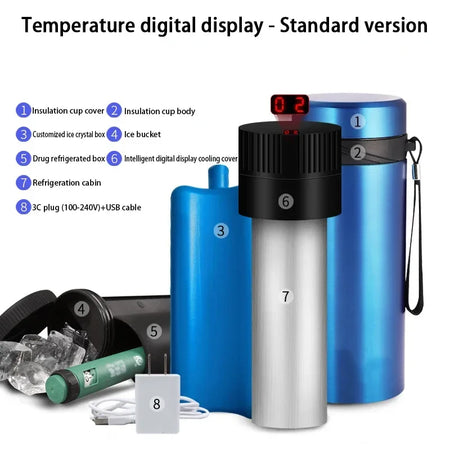 LCD Insulin Refrigerated Cup &ndash; USB Powered Portable Cooling LCD Standard