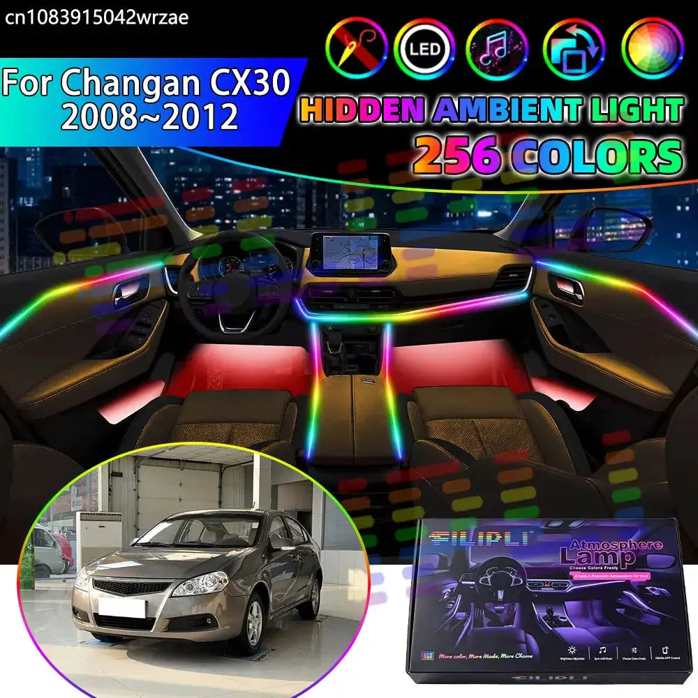 For Changan CX30 2008~2012 2009 2010 2011 RGB Car Interior Ambient Lights Strips Breathing Lighting Kit App Control LED strips by InterCyprus Trading Ltd