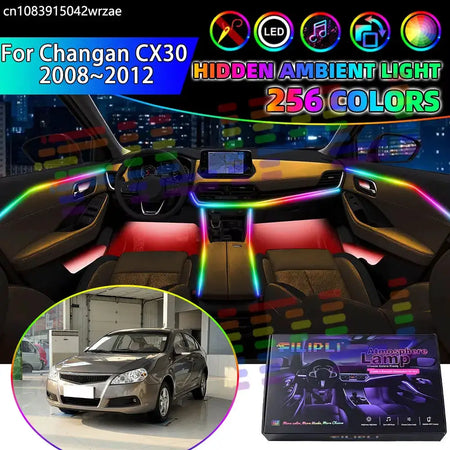 For Changan CX30 2008~2012 2009 2010 2011 RGB Car Interior Ambient Lights Strips Breathing Lighting Kit App Control LED strips by InterCyprus Trading Ltd
