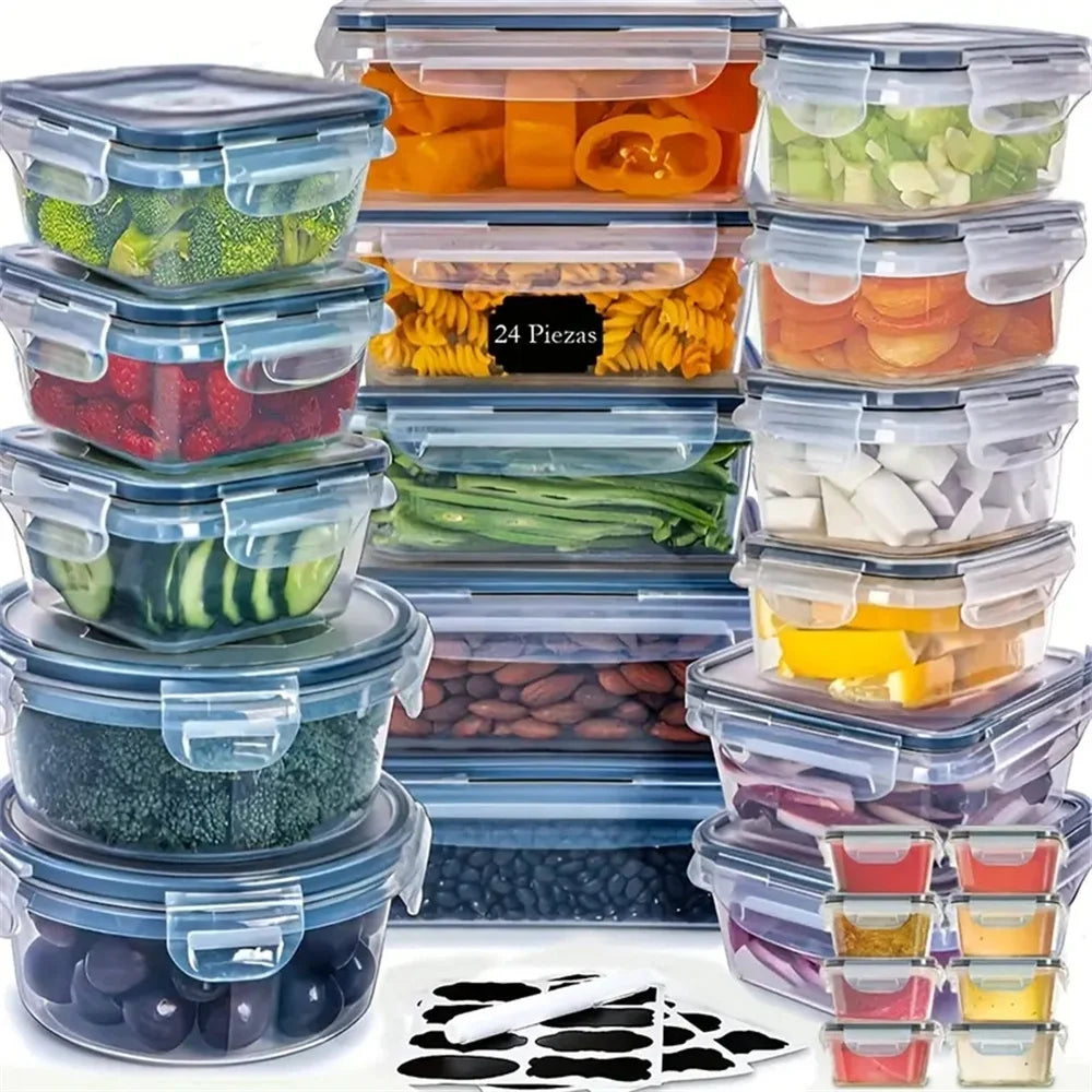 Kitchen Food Containers 12pc Set &ndash; Durable BPA Free Storage 24pcs-set