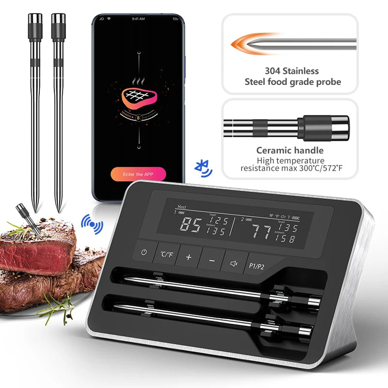 Wireless Bluetooth Meat Thermometer With LCD Screen For Oven